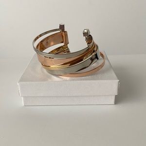 Tri color band cuff bracelet